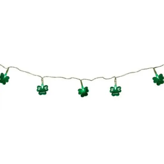 20ct. Green Mini LED with Timer St Patrick's Day Shamrock String Lights {1}
