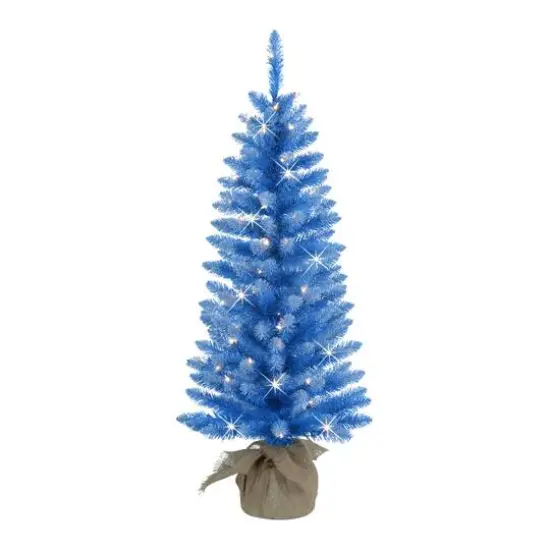 4ft. Pre-Lit Blue Artificial Tree in Burlap Sac, Clear Lights {1}
