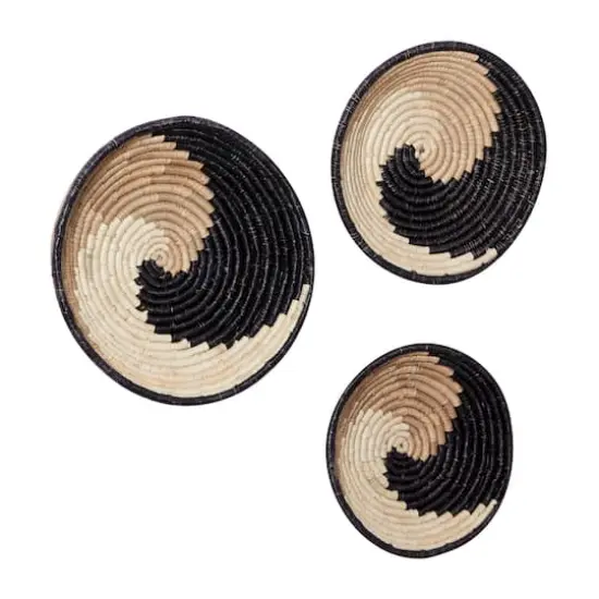 Set of 3 Black Wood Boho Style Wall Decor 20", 18", 16" {3}