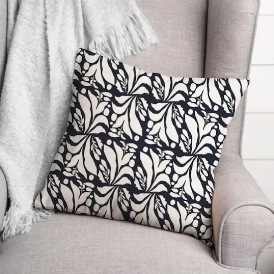 18" Fun Foliage Indoor/Outdoor Pillow Navy {3}