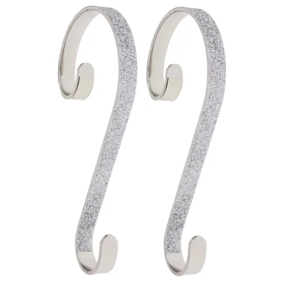 Haute Decor Stocking Scroll&reg; Silver Glitter Stocking Holders, 2ct. {1}