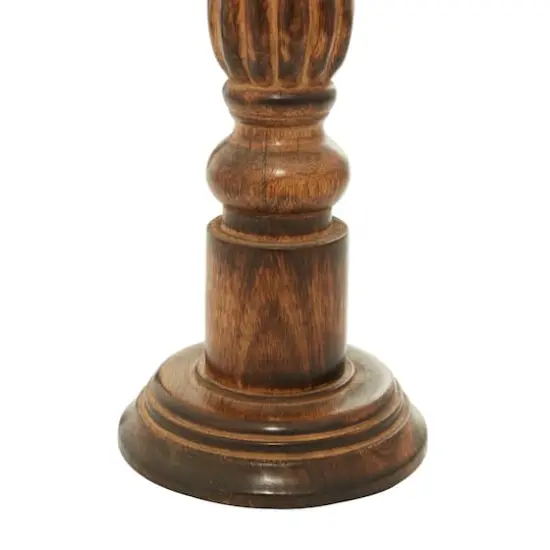 Brown Mango Wood Traditional Candle Holders Set, 18", 21" & 24" {4}