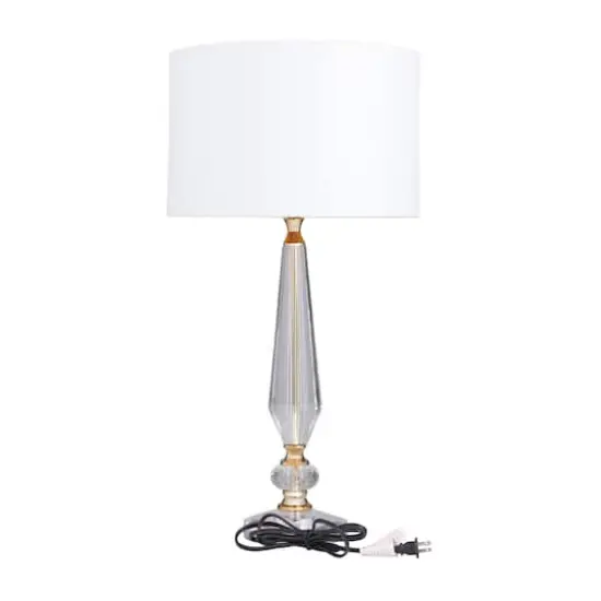 White Linen Traditional Buffet Lamp, 27" x 14" x 14" {7}