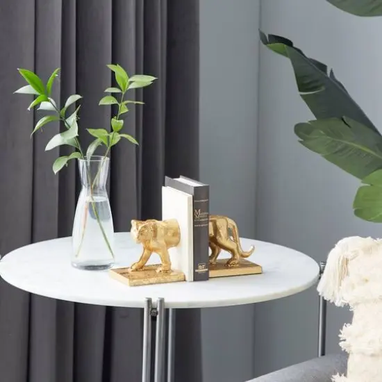 5" Gold Iron Cougar Glam Bookends {8}