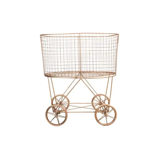 Hello Honey&reg; 27" Vintage Reproduction Metal Laundry Basket on Wheels Copper {1}