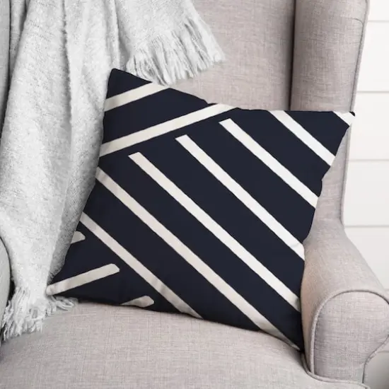 Herringbone Indoor/Outdoor Throw Pillow Navy {3}