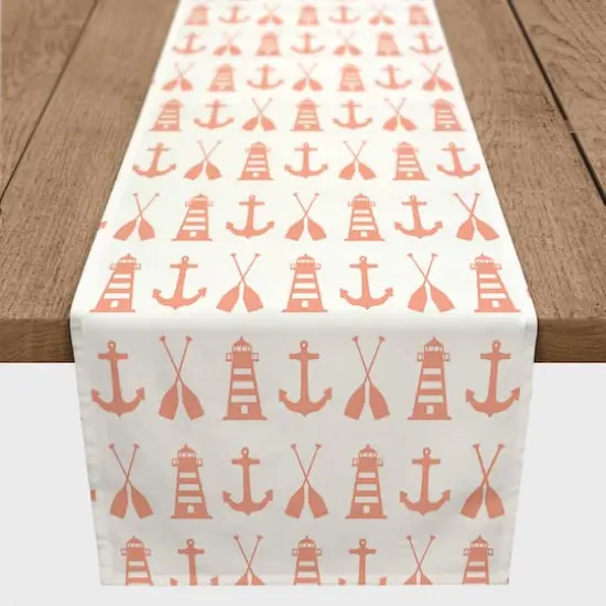 Nautical Icons Indoor/Outdoor Table Runner Pink {4}