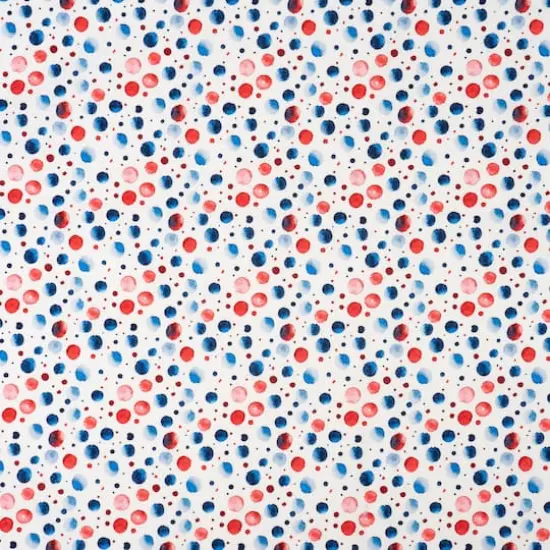 SINGER Red, White & Blue Watercolor Dots Cotton Fabric {1}