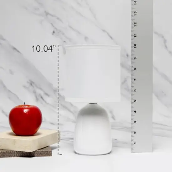 Simple Designs 10" Thimble Base Ceramic Table Lamp Off White {5}