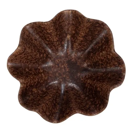 Hello Honey&reg; 5.5" Brown Reactive Glaze Round Stoneware Ruffled Bowl {5}