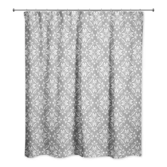 Leafy Medallions Shower Curtain Gray {3}