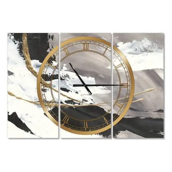 Designart Glam Painted Arcs II Modern 3 Panel Wall Clock {1}