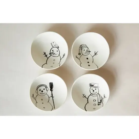 Hello Honey&reg; 4" Snowman Stoneware Bowl Set {4}