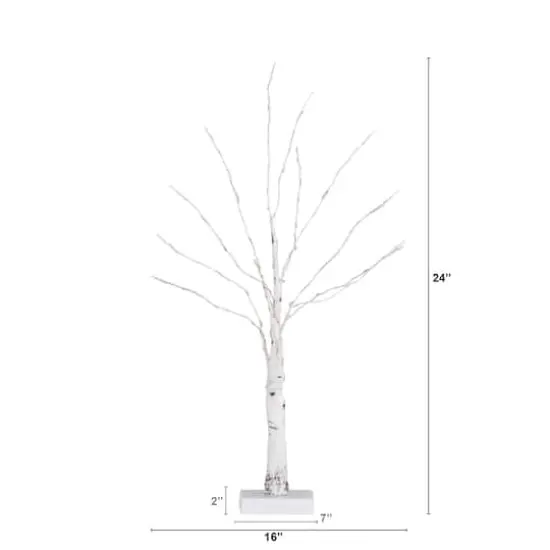2ft. Pre-Lit White Birch Artificial Christmas Tree, Warm White LED Lights {3}