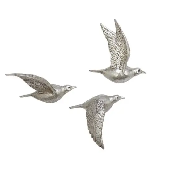 Silver Polystone Farmhouse Birds Wall Decor Set {1}