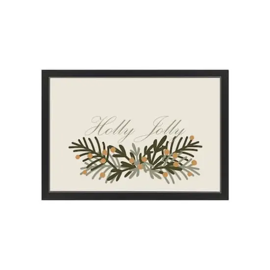 30" Holly Jolly Greenery Black Framed Print Wall Art {1}