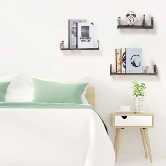 Rustic Wood Floating Shelves Set {6}