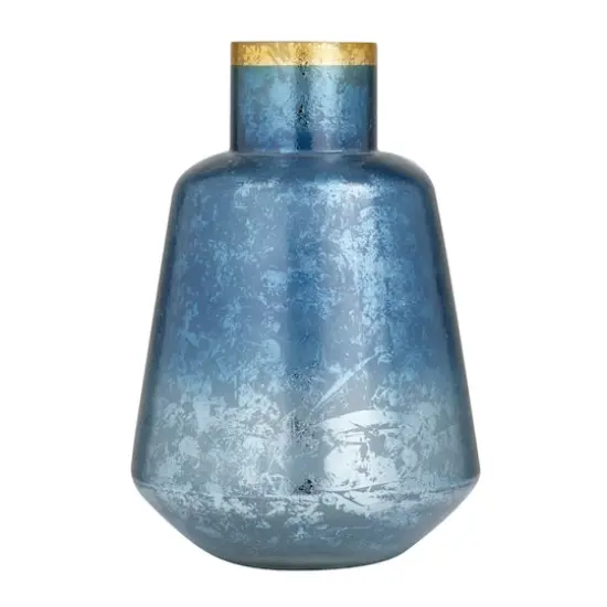 Blue Glass Coastal Vase, 14" x 10" x 10" {1}