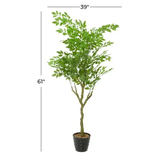 61" Green Vinyl Contemporary Potted Artificial Tree {7}