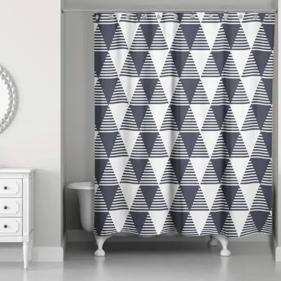 Triangles Shower Curtain Navy {1}
