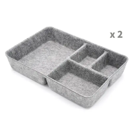 Welaxy 2 Piece Felt 4 Compartment Drawer Organizer Trays Gray {9}