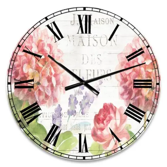 Designart 'Maison Des Fleurs Ii Farmhouse Wall Clock {1}