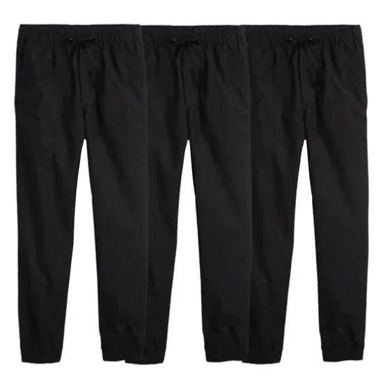 Galaxy by Harvic Boy's Slim Fitting Cotton Stretch Classic Twill Joggers 3 Pack Black {1}