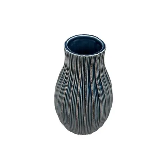9" Navy Ribbed Ceramic Vase by Ashland&reg; {4}