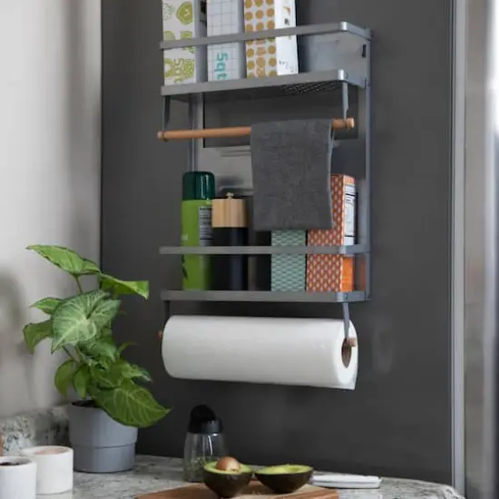 Household Essentials Metal Organizer with Paper Towel Holder Gray {4}