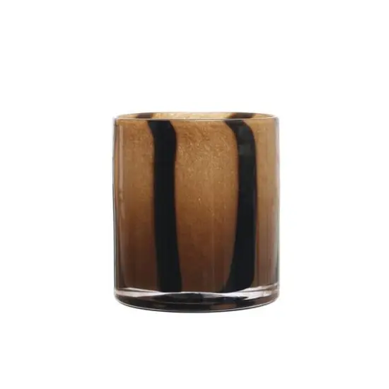 Hello Honey&reg; 6" Striped Votive Candle Holder Brown {1}