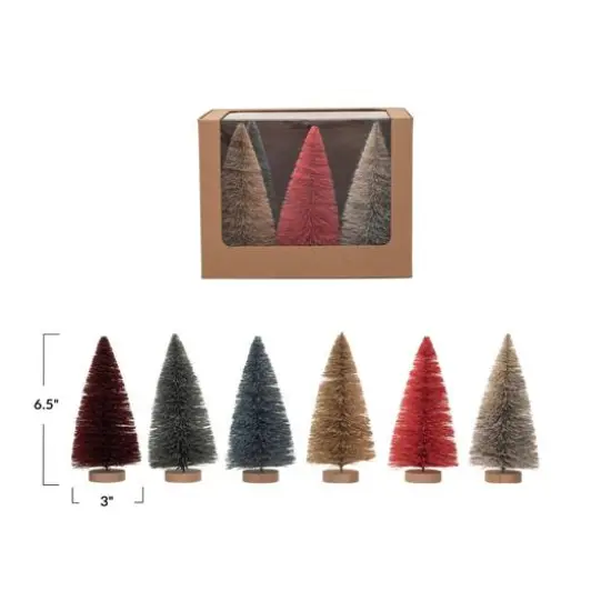 Hello Honey&reg; 6.5" Multicolor Sisal Bottle Brush Tree with Wood Base Set {4}