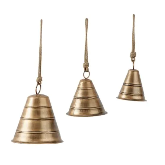 Metal Bohemian Decorative Cowbells Set Brass {1}