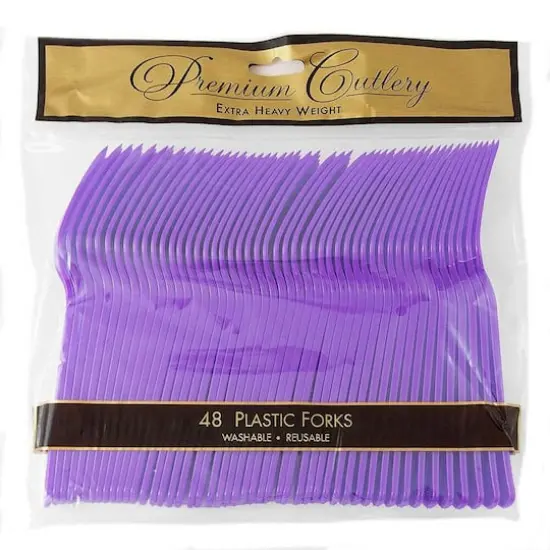 JAM Paper Premium Utensils Plastic Forks Party Pack, 48ct. Bright Hot Purple {3}