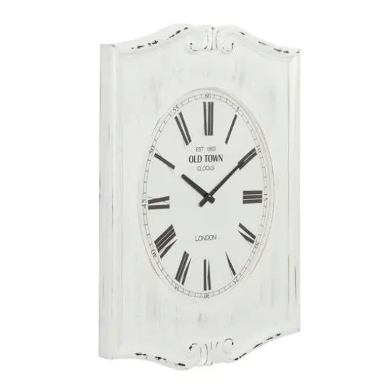 White Wood Farmhouse Wall Clock, 31" x 22" x 4" {3}