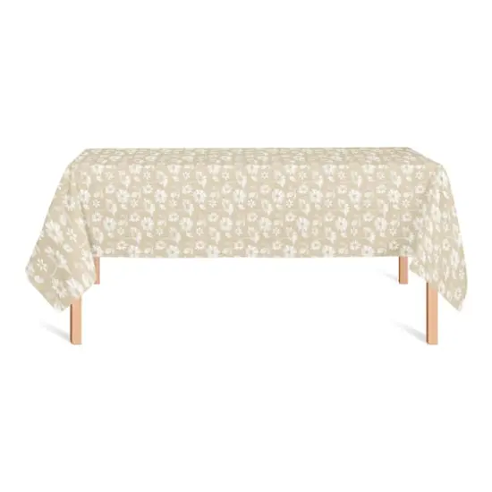 8.5ft. Tan & White Floral Tablecloth {3}