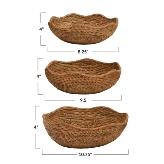 Hello Honey&reg; Decorative Hand-Woven Rattan Bowls Set {3}