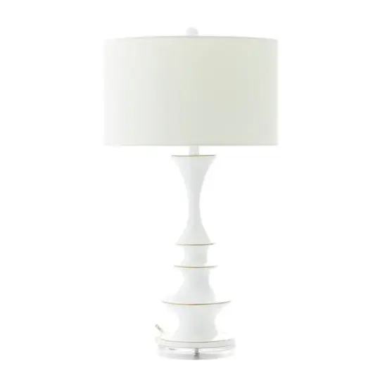 30" White Polystone & Iron Traditional Table Lamp {3}