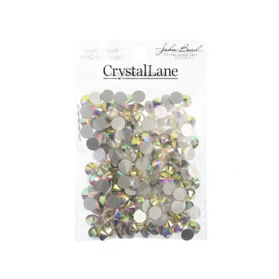 John Bead Crystal Lane SS34 Crystal Glass Round Flatback Rhinestones, 288ct. Crystal Aurora Borealis {4}