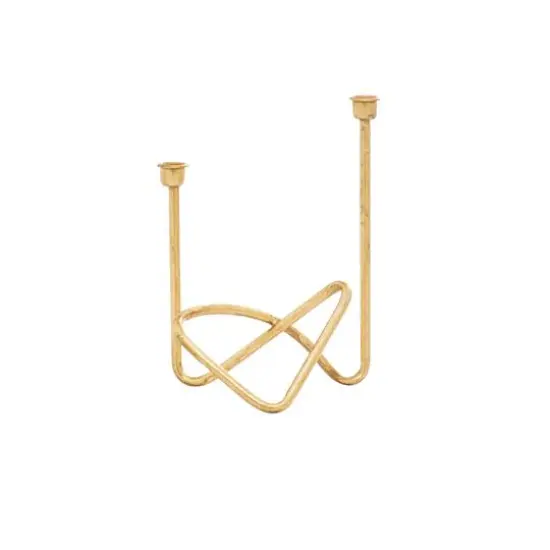 CosmoLiving by Cosmopolitan Gold Iron Contemporary Candlestick Holders, 11" x 10" x 6" {8}