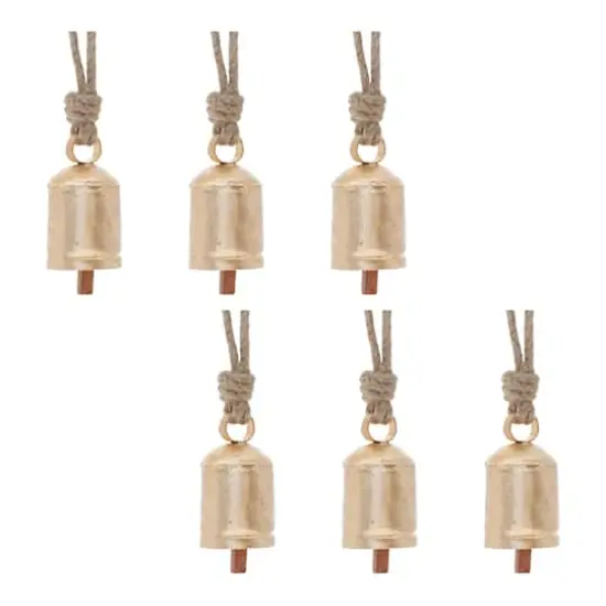 3.5" Gold Metal Bell Ornaments, 6ct. {1}