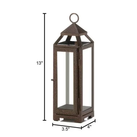 13" Iron & Glass Copper Lantern {5}