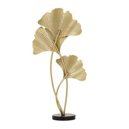 24" White & Gold Metal Modern Nature Sculpture {6}