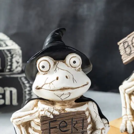 Glitzhome&reg; 7"H Halloween Resin Skeleton Frogs Table Decor Set {6}