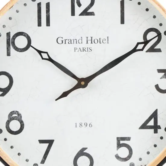 28" Suspended Hanging Wall Clock with Light Brown Woodgrain Frame {9}