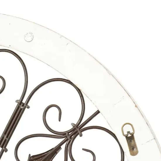 Cream & Brown Metal & Wood Round Wall D&eacute;cor {5}