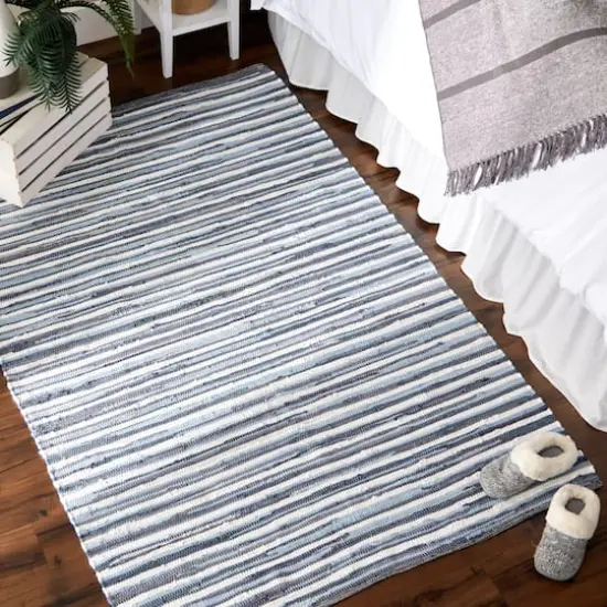 DII&reg; Slim Stripe Cotton Chindi Rug, 4ft. x 6ft. Stonewash Blue {4}