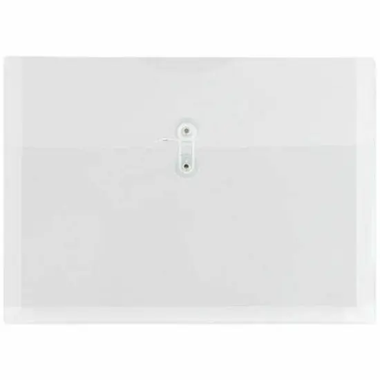 JAM Paper Booklet Plastic Envelopes with Button and String Closure, 108ct. Clear {1}