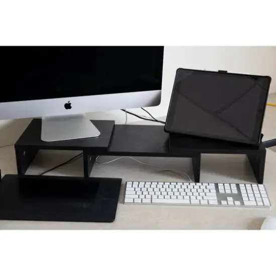 Mind Reader Black Adjustable 2 Tier Dual Monitor Riser {8}