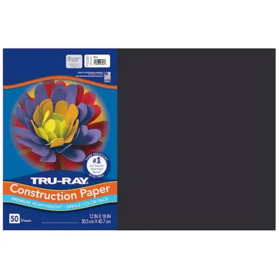 Tru-Ray&reg; 12" x 18" Construction Paper, 50 Sheets Black {1}