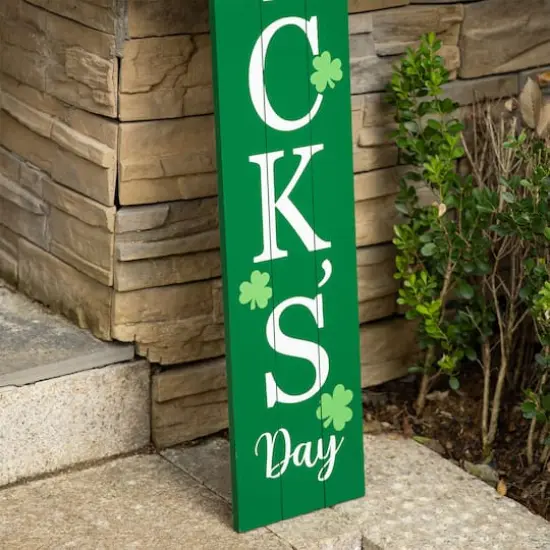 Glitzhome&reg; 60'' Wooden ''Happy St. Patrick's Day'' Porch Sign {6}